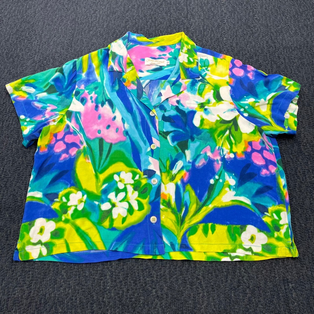 Jams World Gold Label Floral Button Down Shirt Large Hawaiian Short Sleeve